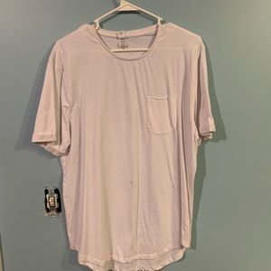Thin white long pocket T